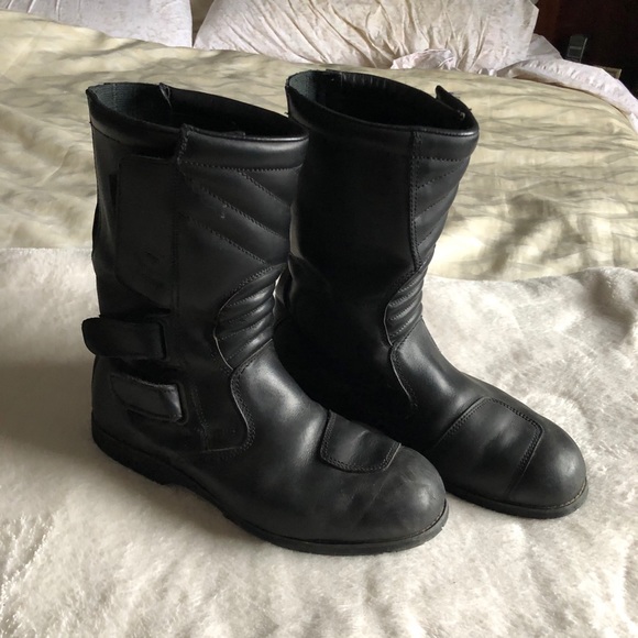 Mens Leather Motorcycle Riding Boots - Size 9 - Picture 1 of 4